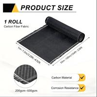 Rouleaux de tissu en fibre de carbone tissé personnalisable 3k 220g 200g 240g 6k 300g 400g 600gsm, uni, sergé, brillant, mat