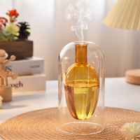 Diffuseur d'arômes en verre double couche au design unique Sishang 200 ml, bouteille décorative de luxe pour la maison, bâtonnets en rotin vides