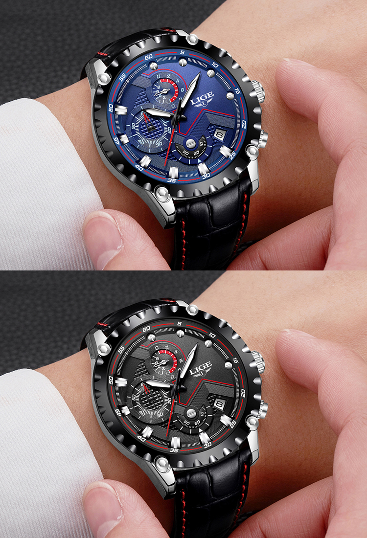 LIGE Fashion Mens Watches Top Brand Luxury Waterproof Military Chronograph Sport Quartz Wrist Watch Men Clock Male Reloj Hombre