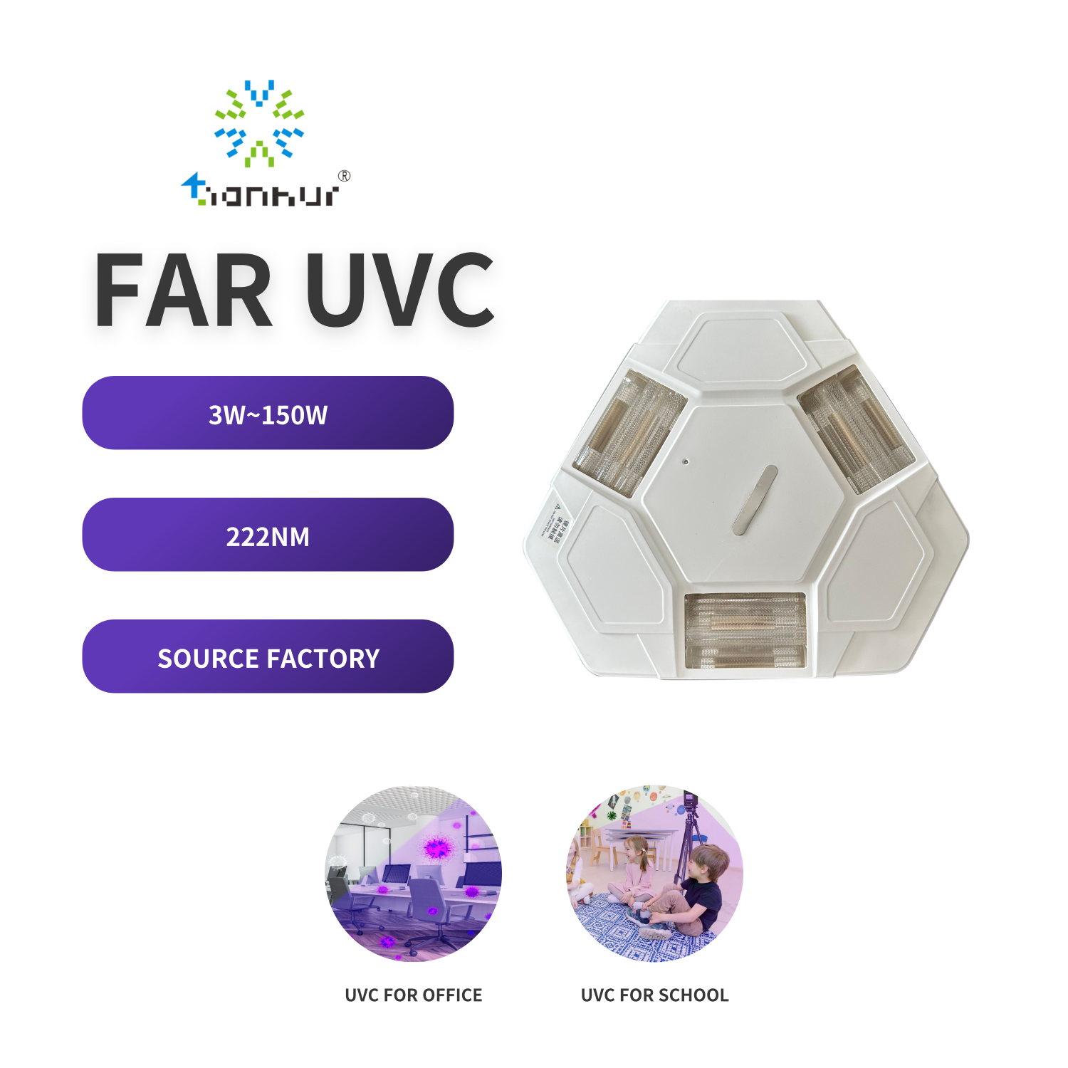 UVC Solutions 222nm UV Far UVC Light Excimer Lamp for Germs 60W Triangle