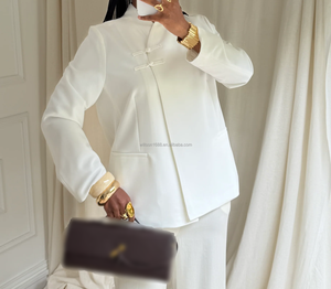 Traje Blanco Elegante para Mujer Musulmana Willson, Chaqueta Blazer con Cuello Alto, Asimétrica, Holgada y Transpirable - Product Image 3