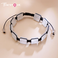 Bracelet ajustable fait main pour femme, tendance, avec perles carrées en cristal blanc naturel, améthyste et agate, pour l'énergie spirituelle