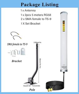 Système d'antenne 4G LTE/5G omnidirectionnelle extérieure 2x2 <span class=keywords><strong>MIMO</strong></span> avec connecteurs F et TS9, câble de 5 mètres/poteau de montage (kit complet) - Product Image 3