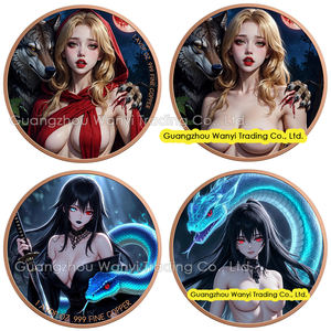 Декоративная монета-слиток из чистой меди 999 пробы, серия «Красивые женщины», 1 унция, с высоким рельефом и цветным покрытием - Product Image 3