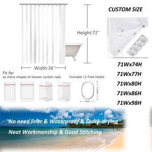 Hotel Tropical Flower Designer Hoja de Palma Resistente al moho Baño Impermeable Cortinas de ducha personalizadas Cortina de baño con ganchos - Product Image 5