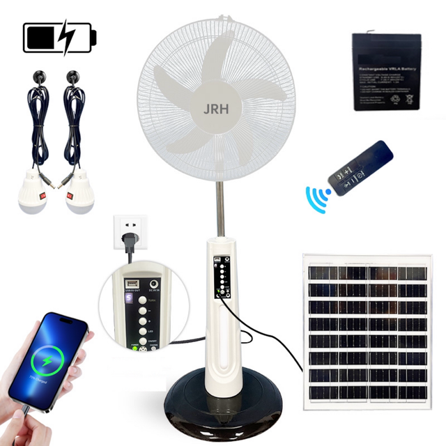 Hot Sale in Africa Digital Display Outdoor Charging AC DC 9V Rechargeable Solar Powered Fan for Solar Home System Solar Fan