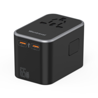 Adaptador de Pared USB-C de 3 Puertos con Carga Rápida Super Mini GaN PD 3.0 de 65W, Enchufe Universal, Certificado CE/FCC, para Cargador de Viaje para Portátil