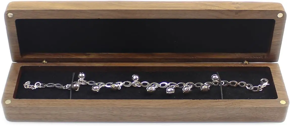 Hölzerne lange rechteckige Halskette Geschenk box Aufbewahrung koffer Schmuck Vitrine Weihnachten Holz Geschenk box