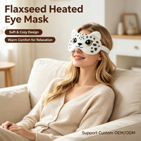 Masque oculaire chauffant au micro-ondes en lin, motif léopard des neiges de dessin animé personnalisé, compresse chaude pour les yeux pour soulager la fatigue oculaire et favoriser le sommeil