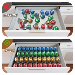 Insert de tiroir de support de stockage de dosettes de café pour Capsules <span class=keywords><strong>Nespresso</strong></span> Vertuo <span class=keywords><strong>Vertuoline</strong></span> compatibles avec le comptoir pour le bureau à domicile - Product Image 6