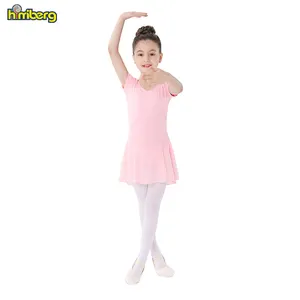 バレエドレス Suppliers-Himiberg Wholesale GirlのShort Sleeve Ballet Tutu Princess Dance Dress Pink