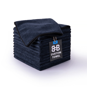 Paño <span class=keywords><strong>de</strong></span> Limpieza Personalizado <span class=keywords><strong>de</strong></span> Alta Calidad, Reciclable, 40x40cm, 300gsm, Venta al por Mayor para Limpieza <span class=keywords><strong>de</strong></span> <span class=keywords><strong>Autos</strong></span> y Cocina, Juego <span class=keywords><strong>de</strong></span> Toallas <span class=keywords><strong>de</strong></span> Microfibra Negras - Product Image 4