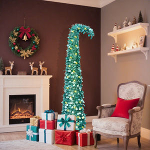 Árbol de Navidad con Cuello Torcido <span class=keywords><strong>y</strong></span> Láser Azul, Decoración Navideña de Pie, Artículo Decorativo para las Fiestas - Product Image 6