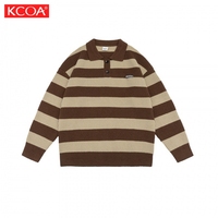 OEM ODM Strick pullover Custom Overs ized Sweater Unisex Großhandel Streifen Pullover Polo Neck Sweater für Männer