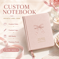 LABON - Agenda Semanal Personalizada con Cubierta de Tela Rosa Pálido, Lazo en Relieve, Texto en Dorado, Rastreador de Hábitos, Marcapáginas de Cinta de Perlas, OEM ODM