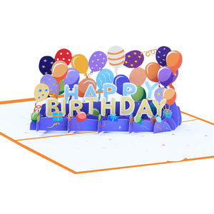 Cartes de vœux pop-up pliables avec logo personnalisé gratuit, nouvelle arrivée, ballon 3D, cadeau pour enfants, écriture manuscrite, <span class=keywords><strong>carte</strong></span> d'<span class=keywords><strong>anniversaire</strong></span> pour enfants - Product Image 2
