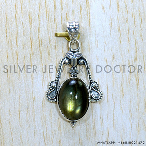 Labradorita Piedra preciosa 925 Colgante de plata esterlina Venta al por mayor Joyería fina de plata - Product Image 2