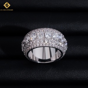 ZUANFA JEWELRY Moissanite Eternity Band <b>Ring</b> 925 Silver Rhodium Plated <b>Mens</b> Hip Hop Iced Out Luxury <b>Rings</b> - Product Image 3