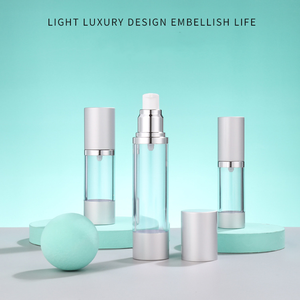 Botol pompa pengap Losion kemasan kosmetik bulat 15ml 30ml 50ml botol plastik perak rias wajah mewah - Product Image 2