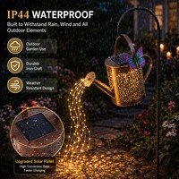 Arrosoir solaire en gros avec piquet lumineux, décoration de jardin extérieure en métal unique avec effet cascade LED