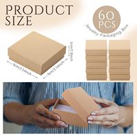 Boîtes à bijoux en kraft doublées d'éponge, faites à la main, environ 100 pièces Emballage cadeau écologique 3,5x3,5x1 pouce pour bagues, boucles d'oreilles, cadeaux de mariage