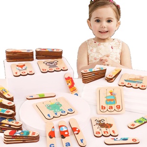 Juguete educativo Juego de palabras de ortografía Rompecabezas de iluminación en inglés para niños Barra de madera especial para Aprendizaje de niños pequeños - Product Image 2