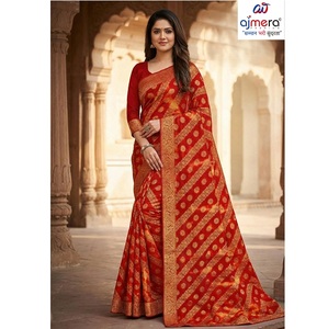 Sari traditionnel en coton imprimé Ajmera, élégant, doux, ethnique, tenue de fête, séchage rapide, toutes saisons, pour femmes - Product Image 2