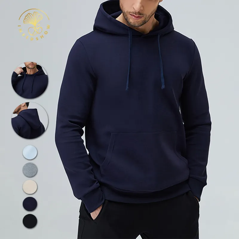 Custom Logo Long Sleeve Oversize Pullover Men Fleece Hoodies Drawstrings Gym Plain Tracksuit Sweatshirt For Running Sport wear