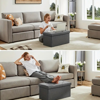 Banc de rangement rectangulaire pliable en tissu, grande capacité, siège rembourré pliable, repose-pieds pliable, organisateur de vêtements