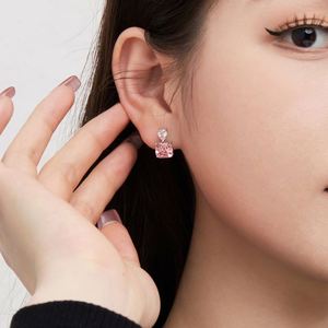 Dylam Minimalist Design Luxury Women 925 Sterling Silver Tear Square Shape 5A Zircon Diamond Fashion <b>Fine</b> Jewelry <b>Stud</b> <b>Earrings</b> - Product Image 4