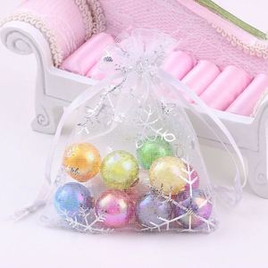 Snowflake Organza <b>Bags</b> 9x12cm <b>Drawstring</b> <b>Christmas</b> <b>Gift</b> <b>Bags</b> Snowflake Mesh <b>Gift</b> Pouch Wedding Favor Jewelry Candy <b>Bags</b> - Product Image 5