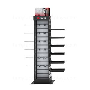 Exhibidor de Zapatos con Base Giratoria de 360 Grados para Tiendas Minoristas, con Ganchos y Estantes, de Metal Compuesto - Product Image 5