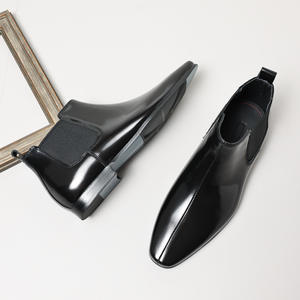 Botas de tobillo de cuero hechas a mano para hombre, estilo ejecutivo con punta en pico - Zapatos de cuero muy populares - Product Image 6