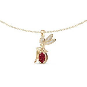 <span class=keywords><strong>Collana</strong></span> con Ciondolo Originale in Argento 925 con Zaffiro Blu, <span class=keywords><strong>Rubino</strong></span> e Zirconia Cubica Rossa, Ali Incantate e Fata Fantasiosa - Product Image 5