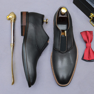 Chelsea Oxfords Chaussures pour hommes en cuir véritable rétro à semelle épaisse à lacets antidérapantes à tige haute pour le bureau et la carrière toutes saisons - Product Image 4