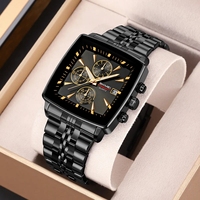 Montre-bracelet Skmei 2434 à cadran carré, calendrier, étanche, de luxe, en acier inoxydable, pour homme, style business, quartz