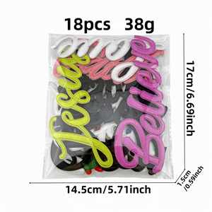 Patch brodé thermocollant ajouré avec les mots 'Dieu', 'Jésus', 'Foi', 'Amour', 'Prière' pour la décoration de vêtements et de portefeuilles, vente en gros - Product Image 2