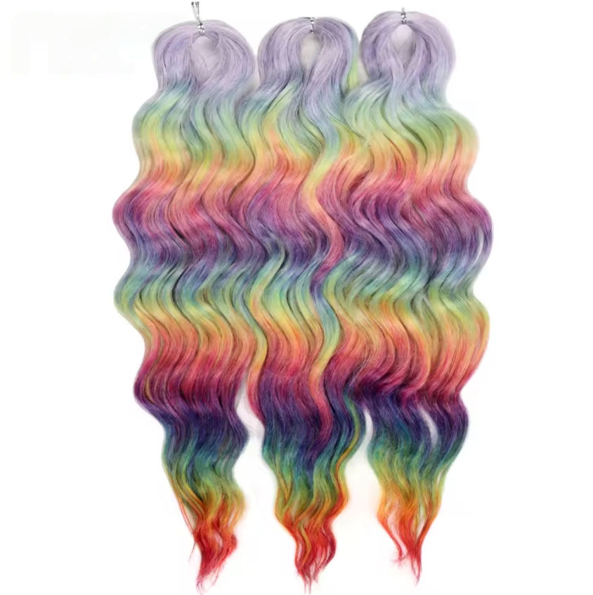 Afro Kinky Deep Twist Wave Synthetic Crotchet Braiding Hair Gogo Water Wave Anna Curl 24Inch Ombre Rainbow Color Curl Hair
