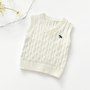 2021 mùa xuân dệt đồng bằng không tay vest bé trẻ em áo len giản dị - Product Image 6