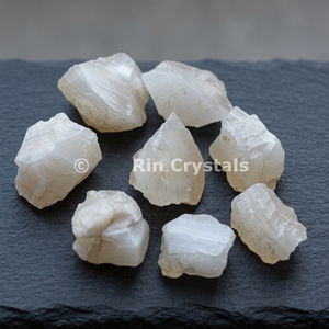 Pierres de cristal blanches à bandes, forme libre, polies, semi-précieuses, pour artisanat - Product Image 2