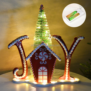 Handmade Wooden <b>LED</b> Lighted Wooden House for Decor <b>Christmas</b> Village with <b>Lights</b> Wholesale Factory Direct - Product Image 5