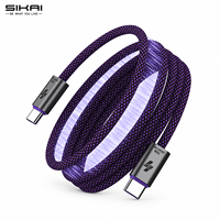 Câble de charge rapide USB-C SIKAI 240W, cordon tressé auto-enroulant magnétique pour manette Switch, tablette, téléphone, batterie externe, ordinateur portable