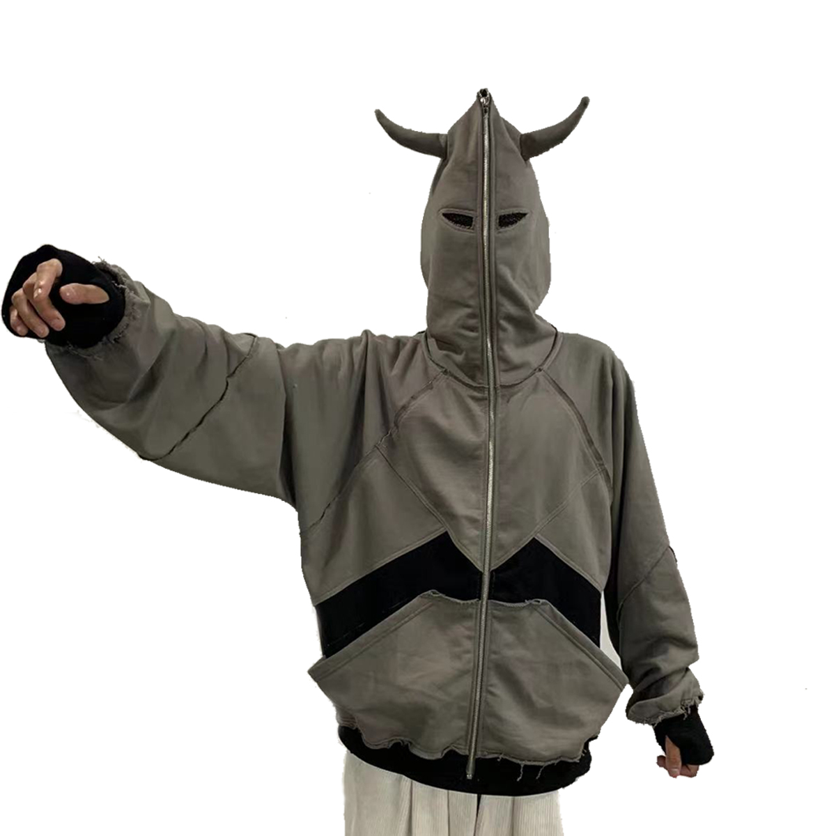 Custom Men's Full Zip up Horn Hoodies - Premium Fleece