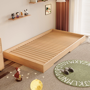 Letto per Bambini Estraibile Tatami, Letto per Bambini in Legno Resistente con Sponde di Protezione, Stile Minimalista, Set Letto per Bambini Estensibile in Pelle - Product Image 5