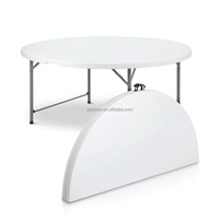 Table ronde pliante en plastique robuste pour événements extérieurs, 180 cm, 10 personnes, pour mariage et banquet