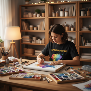 T-shirt de peinture au diamant, artisanat artistique, vêtement de loisir pour les peintres au diamant - Product Image 3