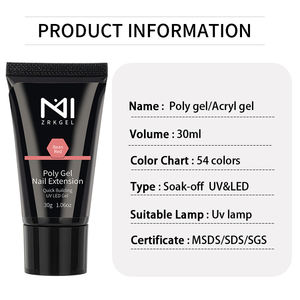 ZRKGEL Nueva llegada popular 54 colores Glitter Poly gel 30g/tubo Etiqueta Privada extensión de uñas de larga duración gel acrílico esmalte de gel - Product Image 3