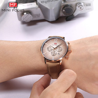Reloj Cronógrafo para Hombre con Correa de Cuero de Gamuza, Esfera con Degradado, Números Grandes, Visualización de Fecha, Reloj de Pulsera de Cuarzo para Negocios