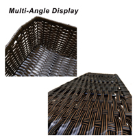 60x40cm Supermarkt Trapezium Hellende Display Mand Geweven PP Rattan Metalen Frame Fruit Groente Levensmiddelen