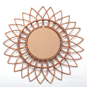 Willow Woven Decorative <b>Mirror</b> Round 50cm Handmade Rattan Wall <b>Hanging</b> <b>Mirror</b> For Living Room Entryway - Product Image 1